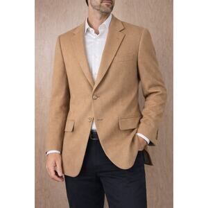 Robert Stock 100% Camel Hair Sport Coat Blazer Made in USA 42R 3 Button